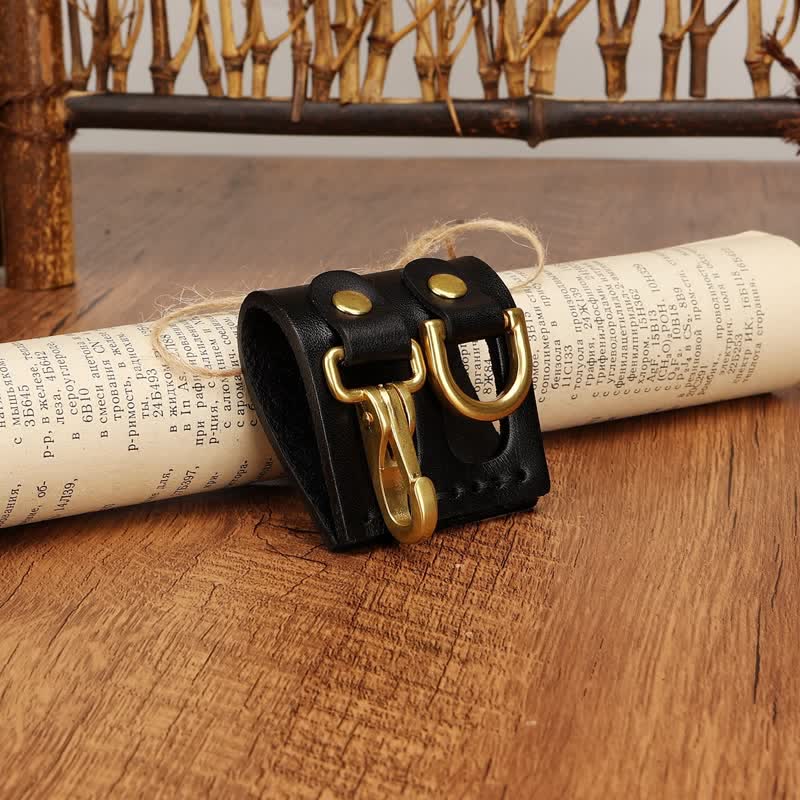 Heavy Duty Clip D-Ring Belt Loop Leather Key Holder - image 3