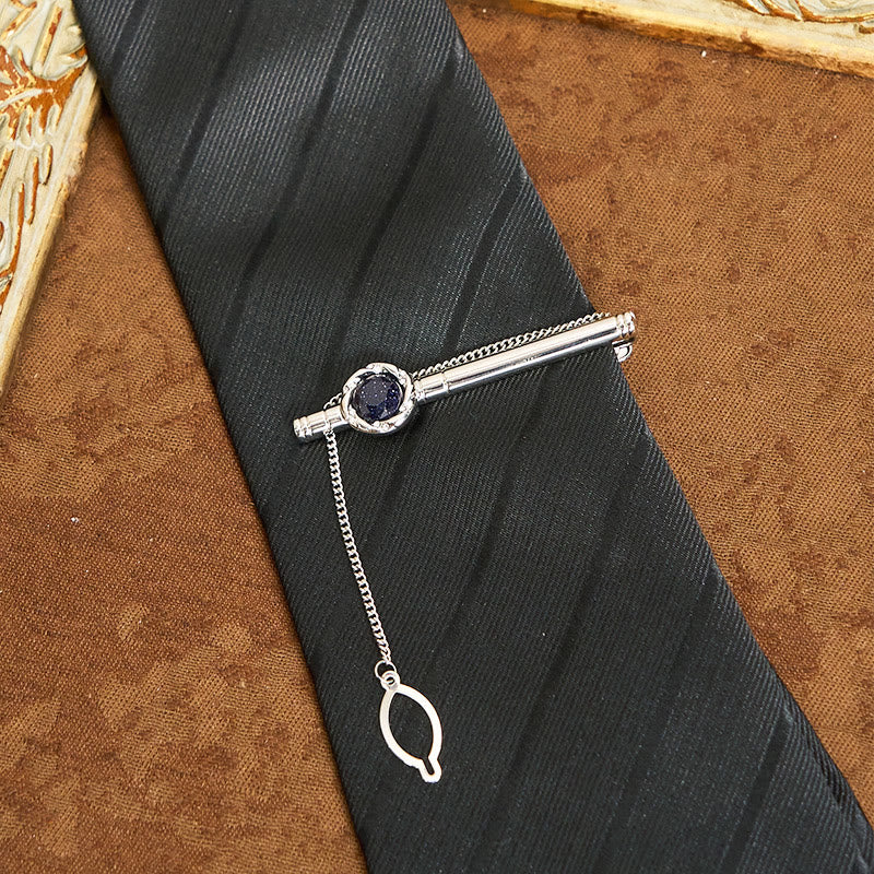 Men's Luxury Blue Sandstone Tie Clip Cufflinks Necktie Set - image 2