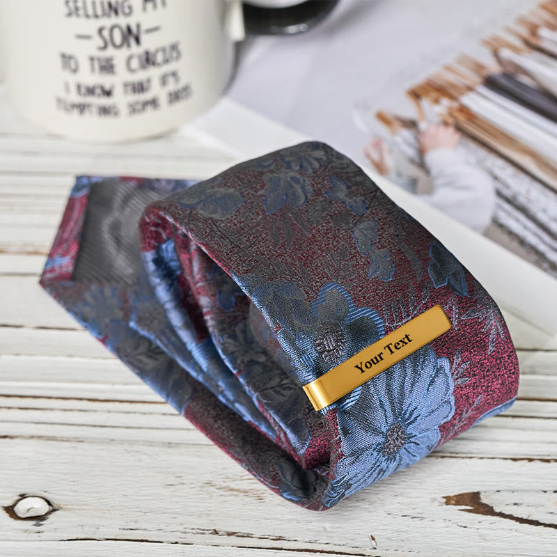 Custom Men's Luxury Blue Sandstone Tie Clip Cufflinks Necktie Set - image 8