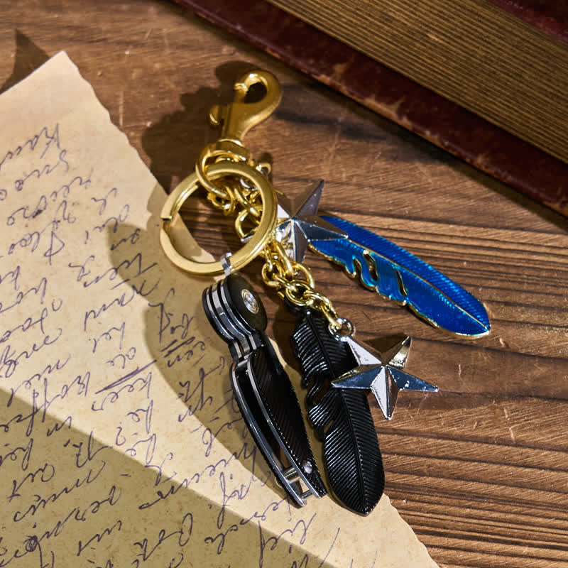 Enamel Charms Feather Tassel Creative Knife Keychain - image 2