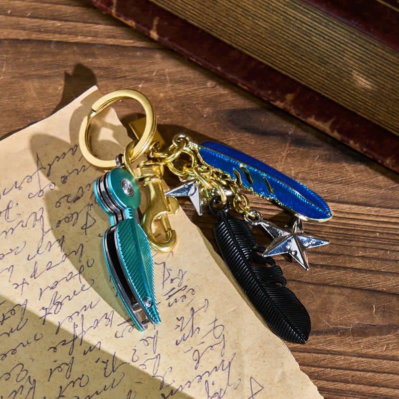 Enamel Charms Feather Tassel Creative Knife Keychain - image 4