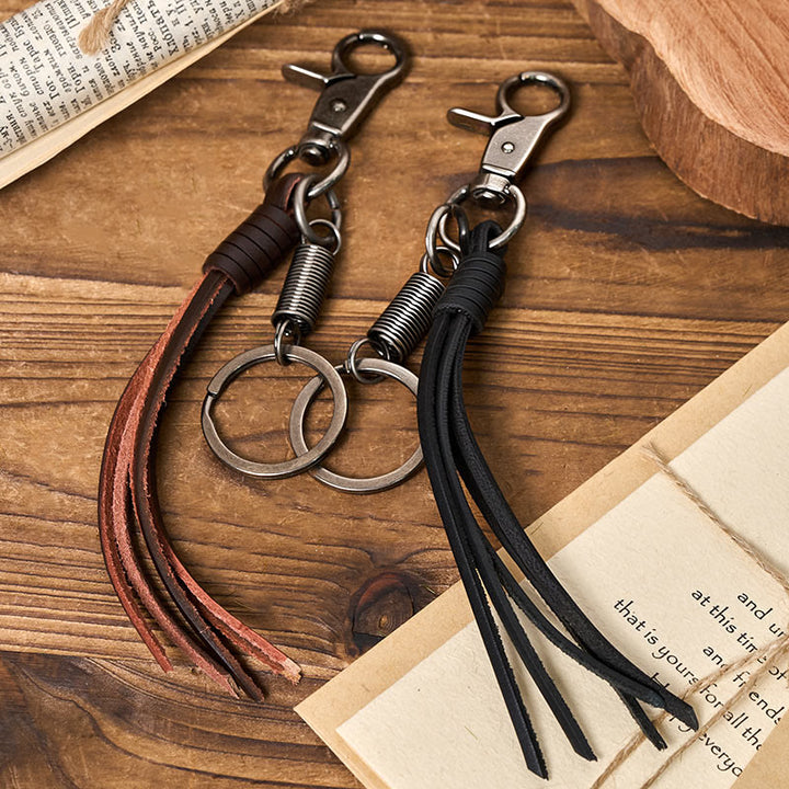 Vintage Tassel Pendant Keychain Carved Kerosene Lighter - image 3