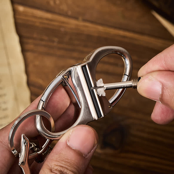 Cross-Shaped Dual Ring Matchstick Kerosene Lighter Keychain - image 3