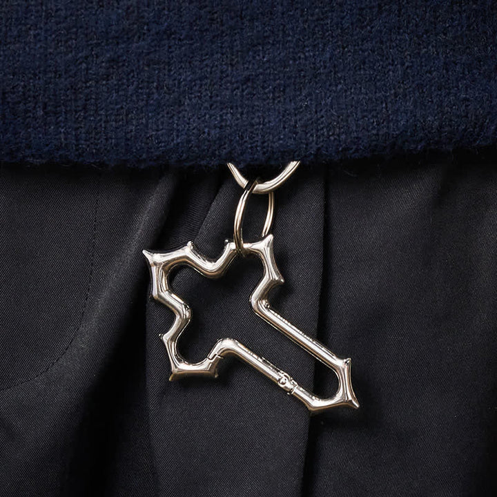 Cross-Shaped Dual Ring Matchstick Kerosene Lighter Keychain - image 1