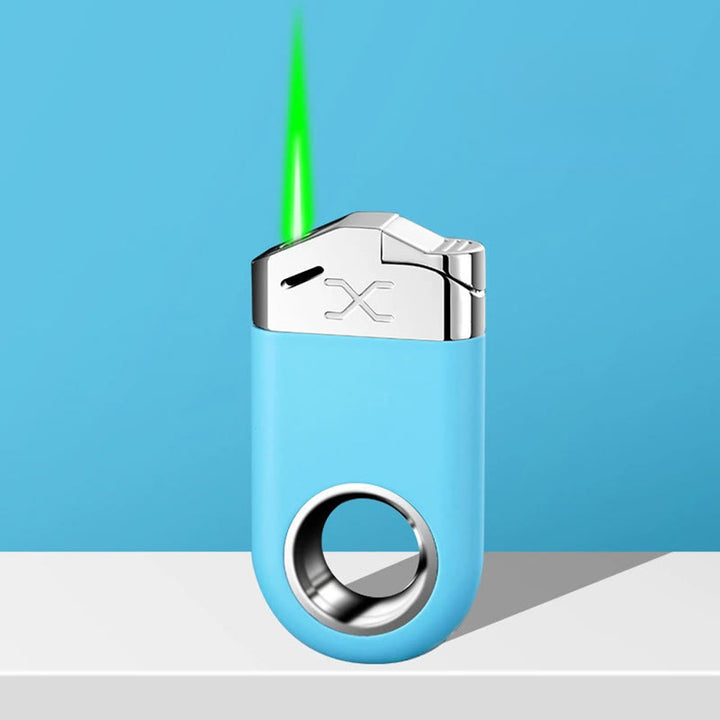Decompression Ring Windproof Green Flame Lighter - Blue - image 6