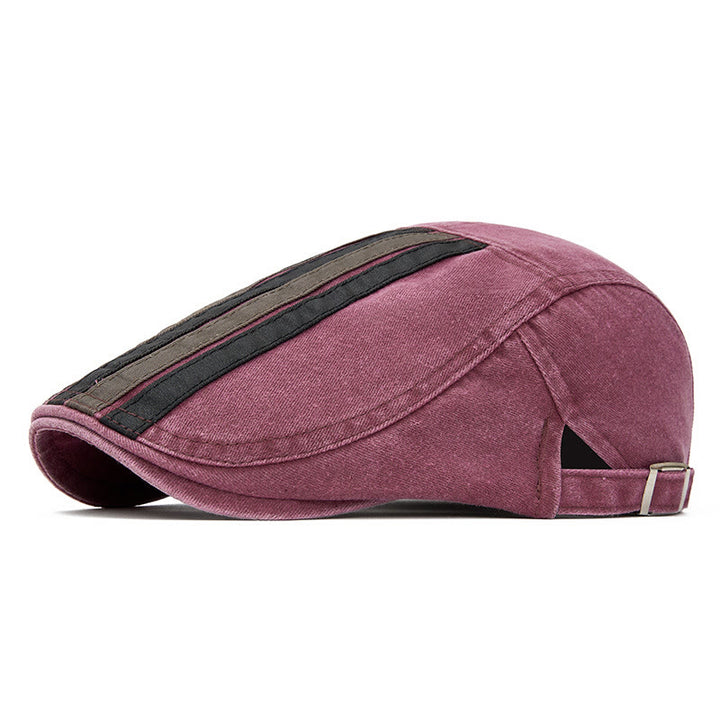 Summer Vintage Washed Striped Patchwork Beret Hat - Red - Adjustable (22"-24") - image 9