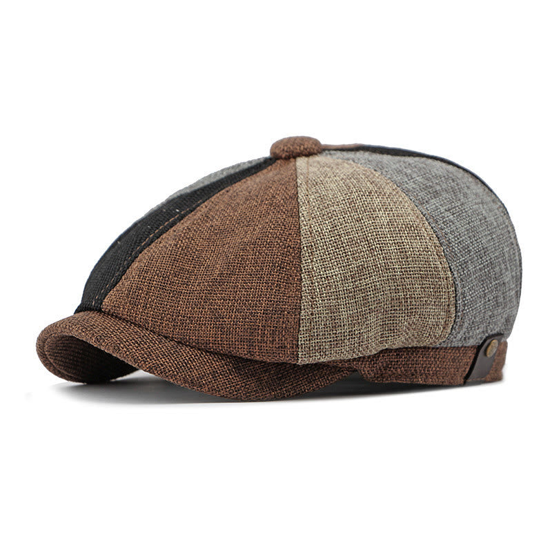 Solid Color Retro British Style Summer Beret Hat - Color blocking - Adjustable (22"-24") - image 7