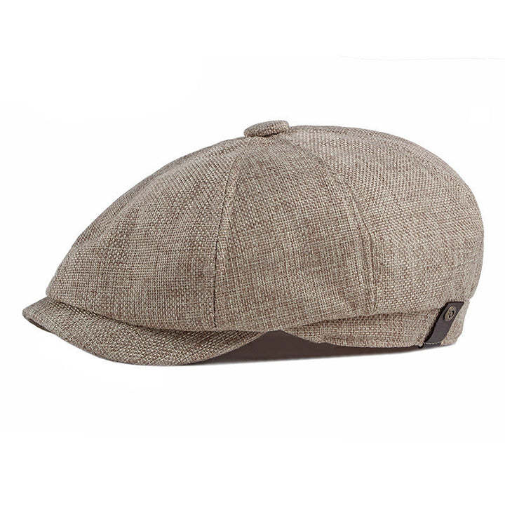 Solid Color Retro British Style Summer Beret Hat - Khaki - Adjustable (22"-24") - image 6