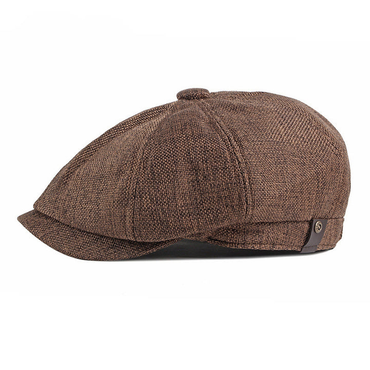 Solid Color Retro British Style Summer Beret Hat - Coffee - Adjustable (22"-24") - image 4