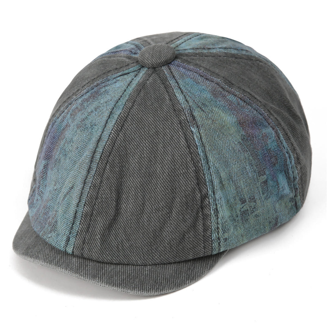 Tie-Dye Patchwork Distressed Vintage Artist Beret Hat - image 1