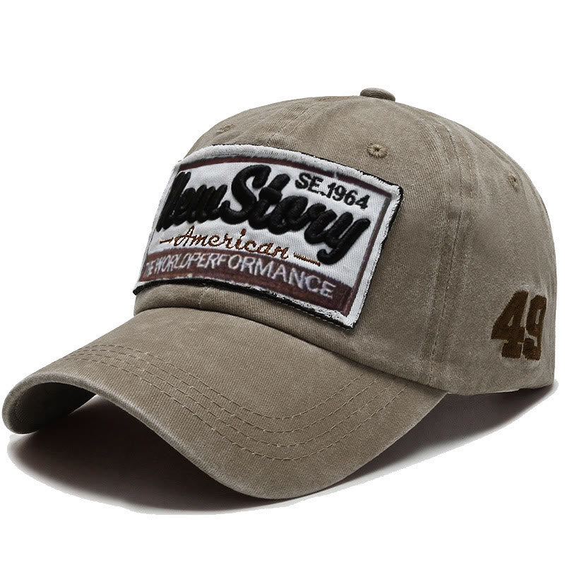 New Story Patch Embroidered Washed Cotton Baseball Cap - Khaki - Adjustable (22''-23 5/8") - image 6