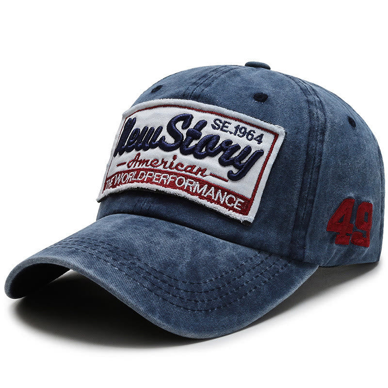 New Story Patch Embroidered Washed Cotton Baseball Cap - Blue - Adjustable (22''-23 5/8") - image 7