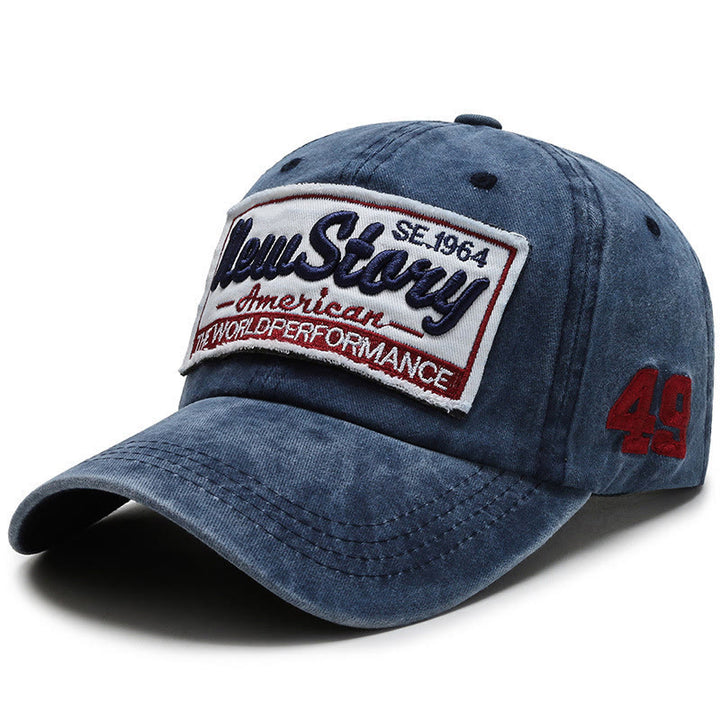 New Story Patch Embroidered Washed Cotton Baseball Cap - Blue - Adjustable (22''-23 5/8") - image 7