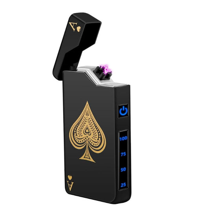 Metal Double Arc LED Power Display Charging Lighter - Black - image 4