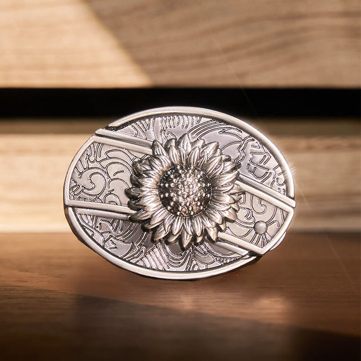 Men's DIY Sunflower Hidden Folding Knife Leather Belt - Sunflower - Without Belt - Not Included Belt - image 0