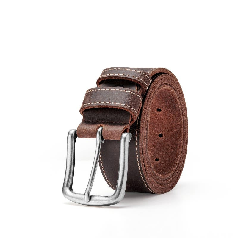 Vintage Contrast Stitch Heavy Duty Leather Belt - image 2