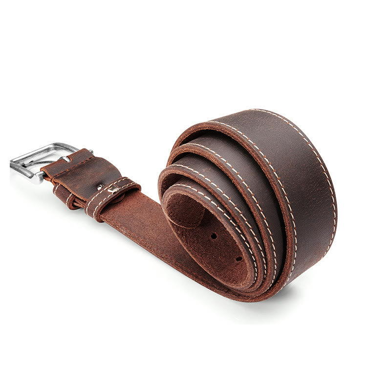 Vintage Contrast Stitch Heavy Duty Leather Belt - image 1