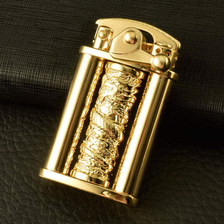 Creative Metal Rolling Flower Golden Dragon Pillar Lighter - Style #2 - image 3