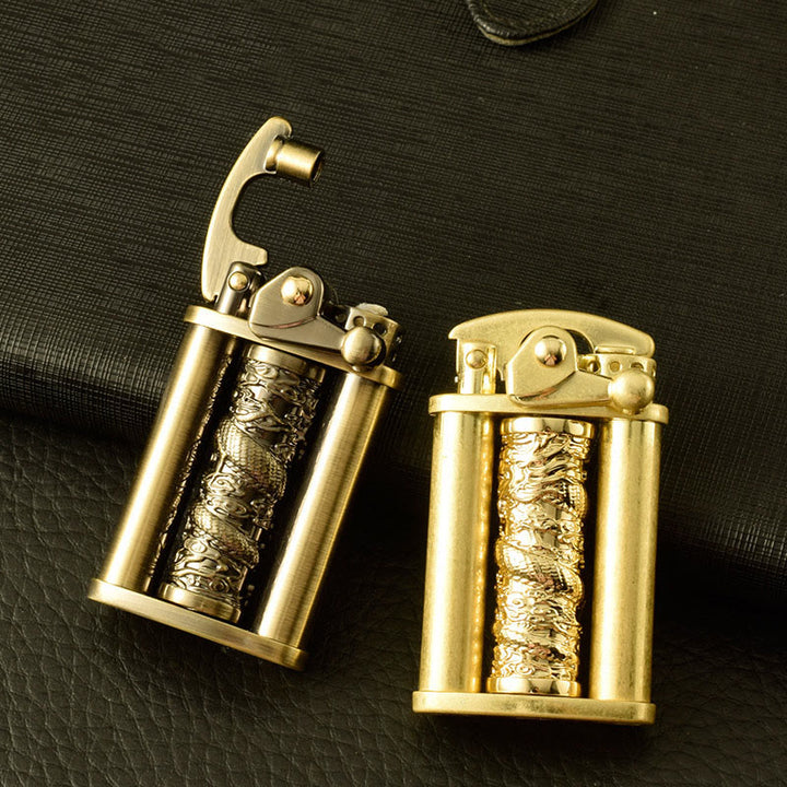 Creative Metal Rolling Flower Golden Dragon Pillar Lighter - image 2
