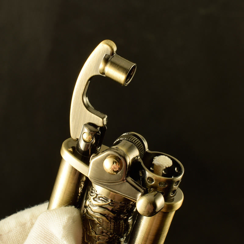 Creative Metal Rolling Flower Golden Dragon Pillar Lighter - image 1