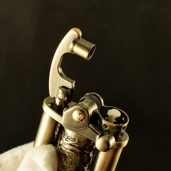 Creative Metal Rolling Flower Golden Dragon Pillar Lighter - image 1