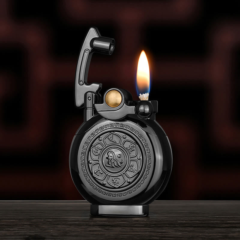 Six Character Mantra Rocker Arm Ignition Kerosene Lighter - Black - image 3
