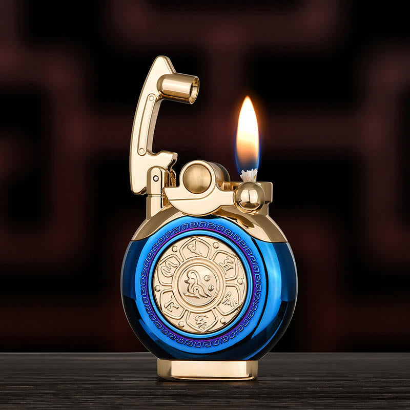 Six Character Mantra Rocker Arm Ignition Kerosene Lighter - Blue - image 4
