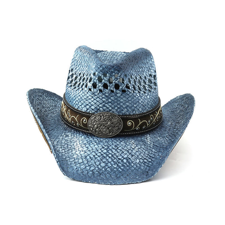 Curved Brim Straw Western Cowboy Sun Hat - image 12