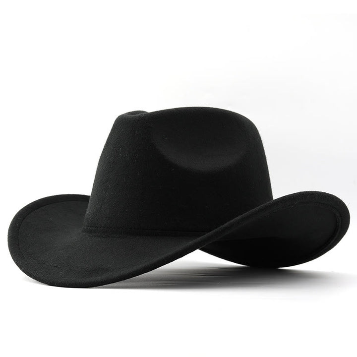 Adult and Kid's Western Style Solid Color Cowboy Hat - Adult - Black - L(23 5/8") - image 5