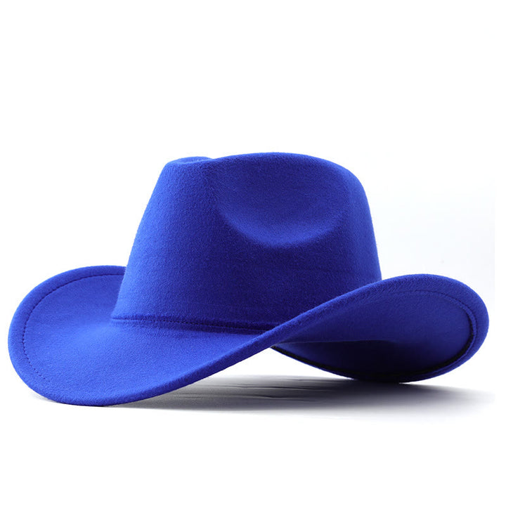 Adult and Kid's Western Style Solid Color Cowboy Hat - Adult - Royal Blue - L(23 5/8") - image 9