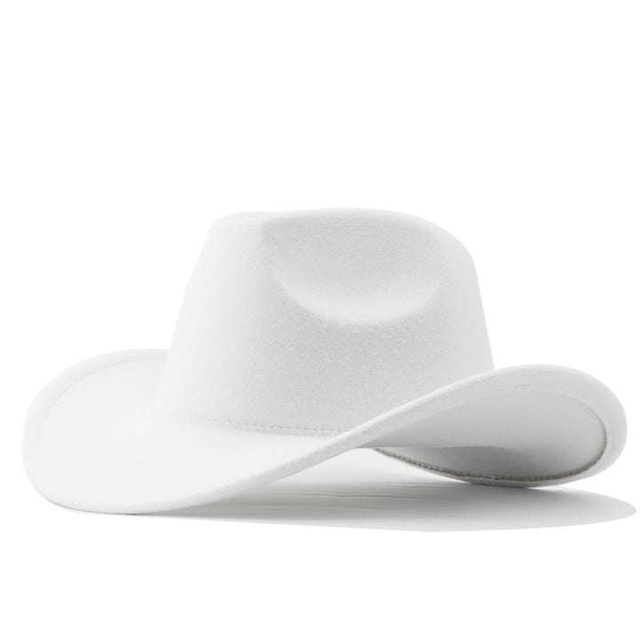 Adult and Kid's Western Style Solid Color Cowboy Hat - Adult - White - L(23 5/8") - image 0