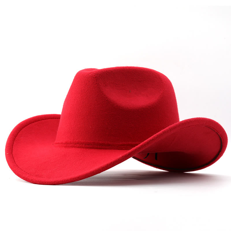Adult and Kid's Western Style Solid Color Cowboy Hat - Adult - Red - L(23 5/8") - image 8