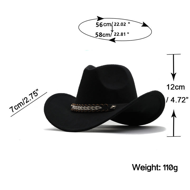 Wide Belt Woolen Western Couple Cowboy Hat - image 4