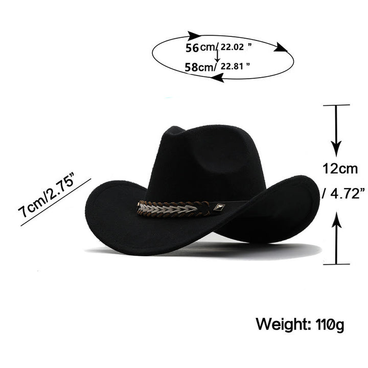 Wide Belt Woolen Western Couple Cowboy Hat - image 4