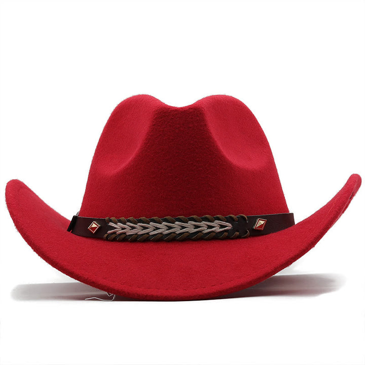 Wide Belt Woolen Western Couple Cowboy Hat - image 9