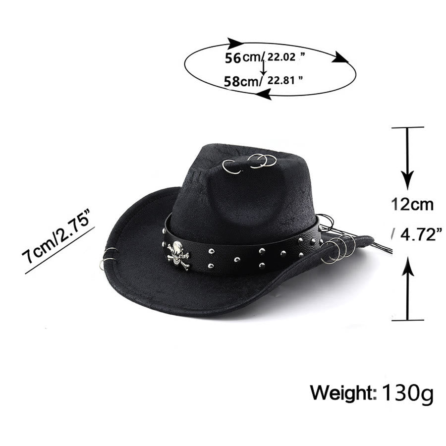 Party Skull Decor Unisex PU Leather Cowboy Hat - image 5