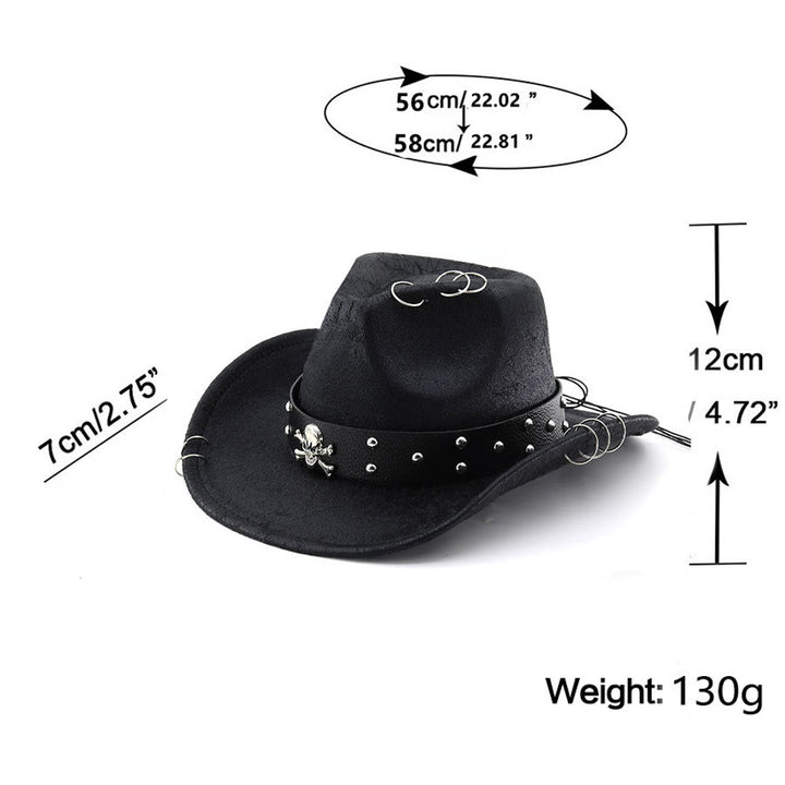 Party Skull Decor Unisex PU Leather Cowboy Hat - image 5