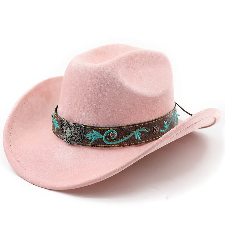 Vintage Summer Wide Brim Western Cowboy Hat - Pink - M (22"-22 7/8") - image 4