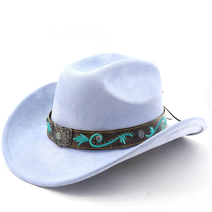 Vintage Summer Wide Brim Western Cowboy Hat - Light Sky Blue - M (22"-22 7/8") - image 7