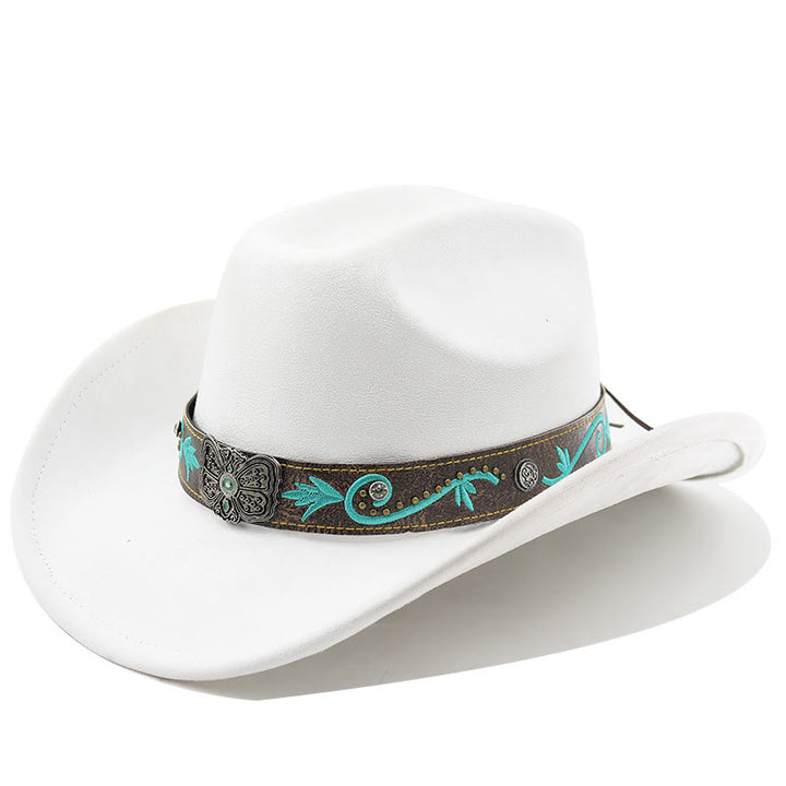 Vintage Summer Wide Brim Western Cowboy Hat - White - M (22"-22 7/8") - image 21