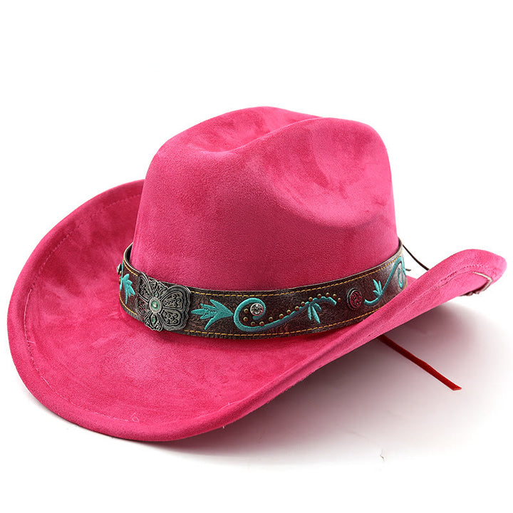 Vintage Summer Wide Brim Western Cowboy Hat - Rose - M (22"-22 7/8") - image 14
