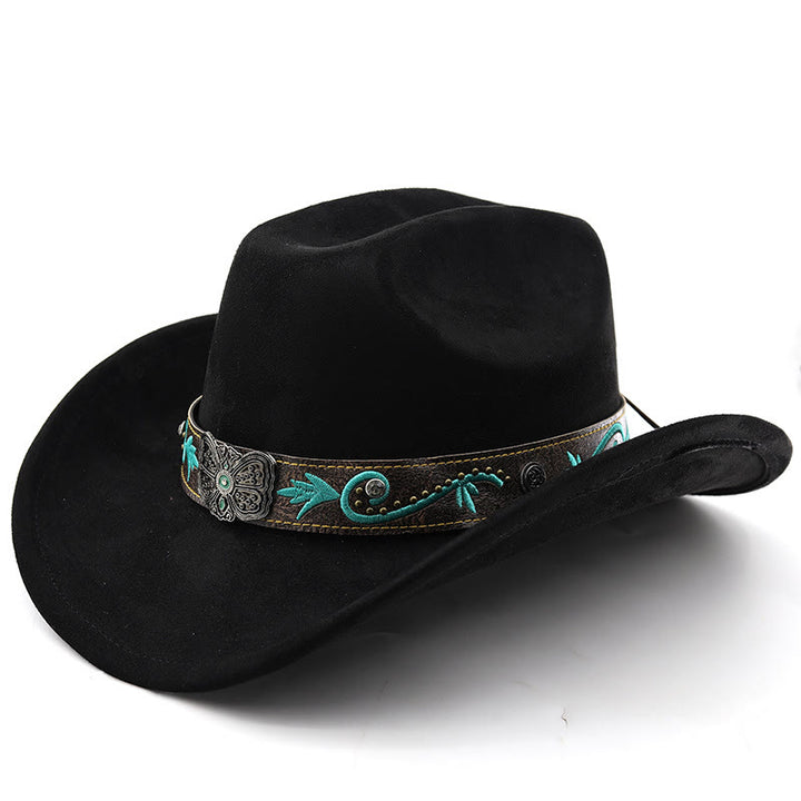Vintage Summer Wide Brim Western Cowboy Hat - Black - M (22"-22 7/8") - image 12