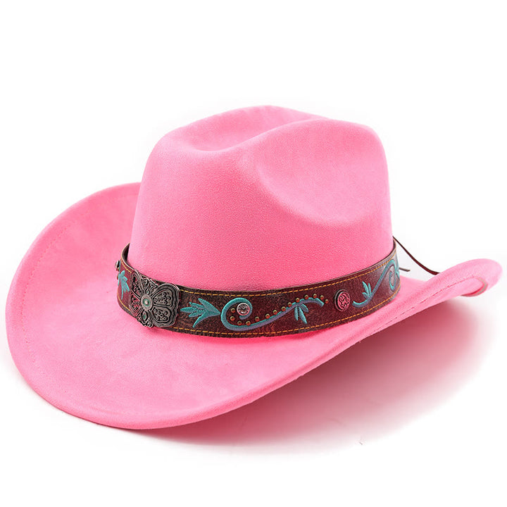 Vintage Summer Wide Brim Western Cowboy Hat - Magenta - M (22"-22 7/8") - image 17