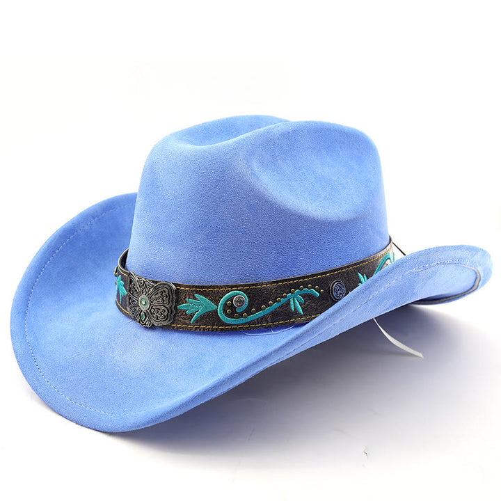 Vintage Summer Wide Brim Western Cowboy Hat - Dark Sky Blue - M (22"-22 7/8") - image 5