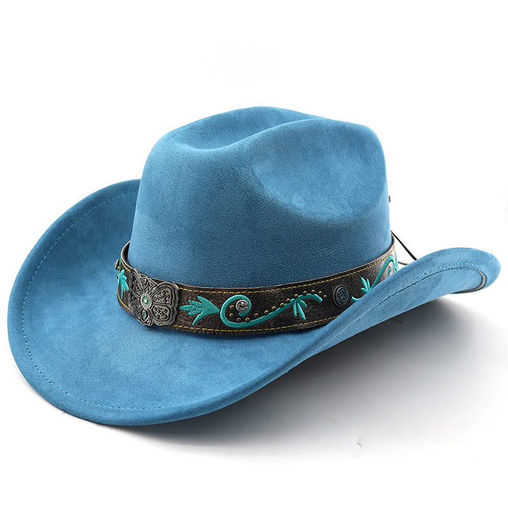 Vintage Summer Wide Brim Western Cowboy Hat - Lake Blue - M (22"-22 7/8") - image 2