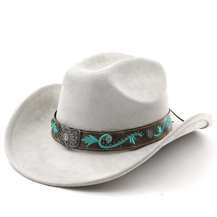 Vintage Summer Wide Brim Western Cowboy Hat - Light Gray - M (22"-22 7/8") - image 11