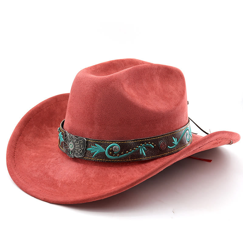 Vintage Summer Wide Brim Western Cowboy Hat - Brick Red - M (22"-22 7/8") - image 19