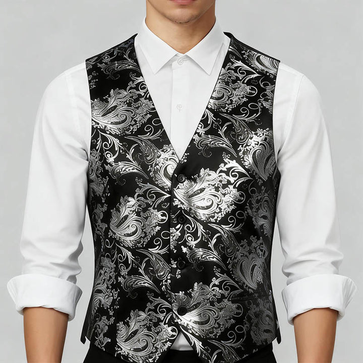 Men's Retro Paisley Jacquard Pattern Slim Fit Vest - image 3