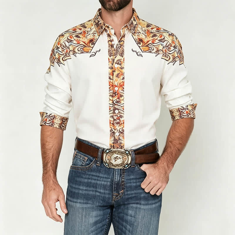 Men's Retro Paisley 3D Printed Western Shirt - image 1