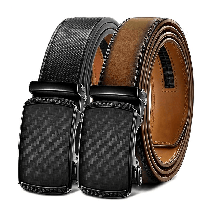Men's Business Casual Genuine Leather Automatic Buckle Belt - image 2